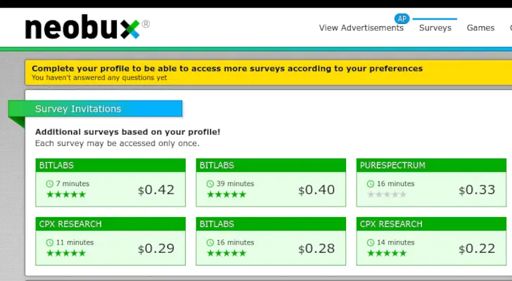 neobux survey task